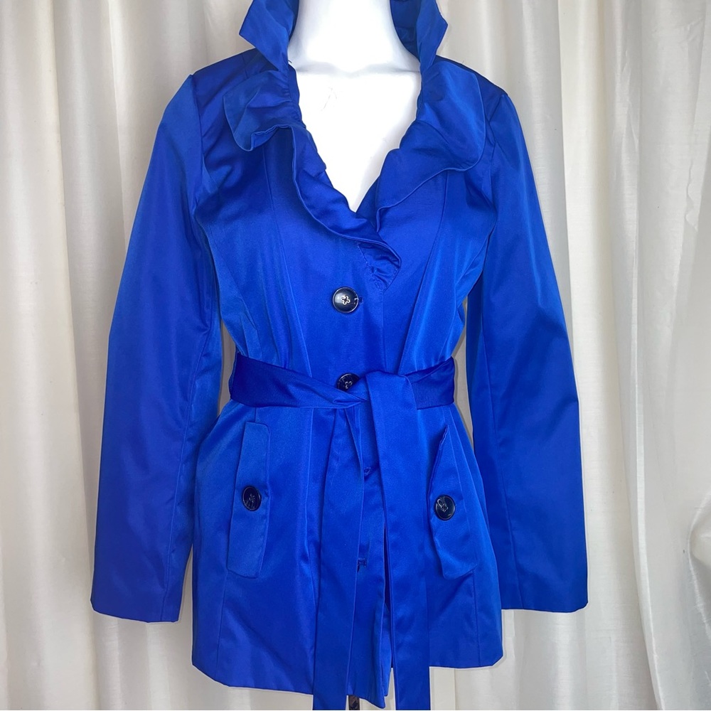 Sandro Studio ruffle neck belted blouse coat jacket